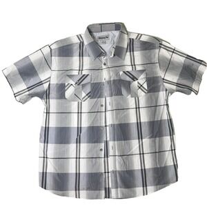 Ablanche New York Men's Button Up Shirt 3XL Gray Plaid Short Sleeve‎